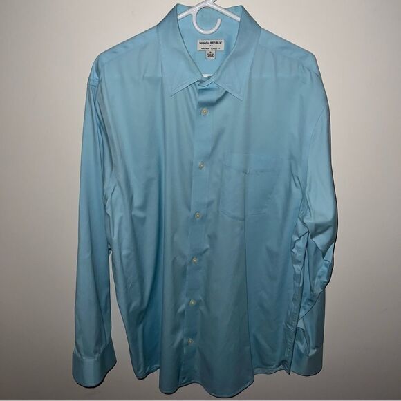 Banana Republic Classic Fit Non-Iron Turquoise Dress Shirt (Neck: 17-17.… - Picture 3 of 10